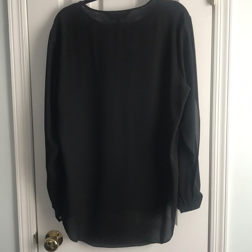 Black semi sheer blouse with slit sleeves - Picture 5 of 5